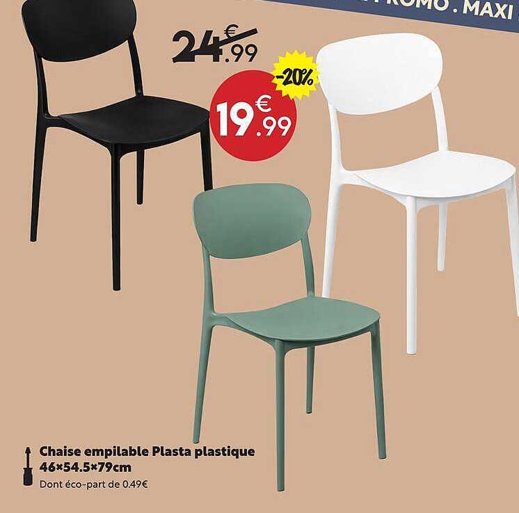 Chaise empilable Plasta plastique 46×54.5×79cm