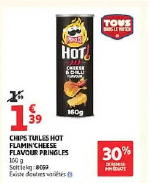 CHIPS TULES HOT FLAMIN’CHEESE FLAVOUR PRINGLES 160 g