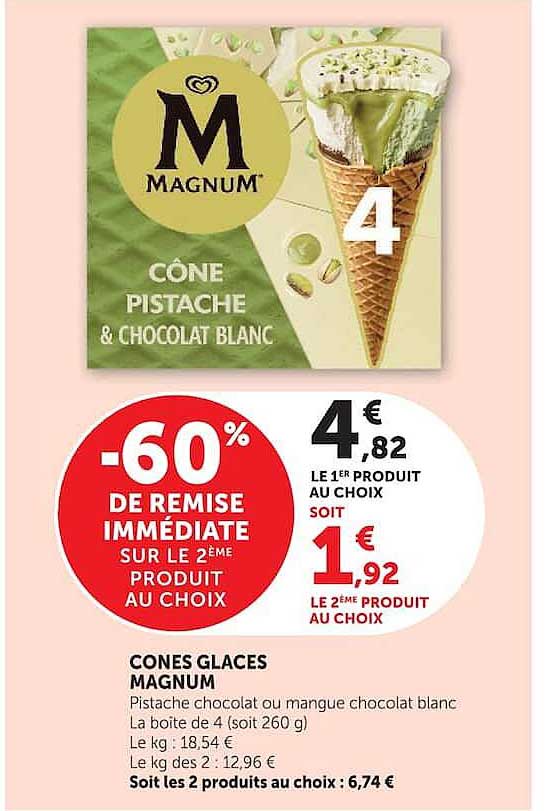 CÔNE PISTACHE & CHOCOLAT BLANC