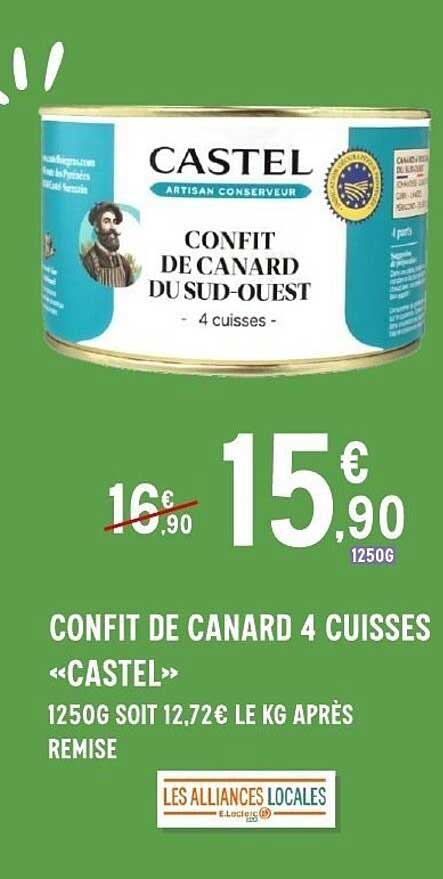 CONFIT DE CANARD 4 CUISSES «CASTEL»
