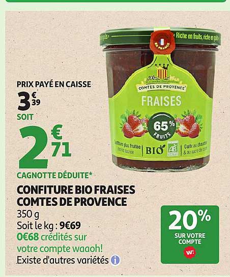 CONFITURE BIO FRAISES COMTES DE PROVENCE