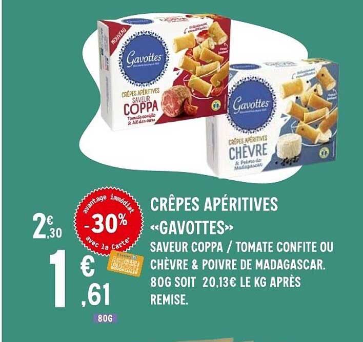 CRÊPES APÉRITIVES «GAVOTTES» SAVEUR COPPA / TOMATE CONFITE OU CHÈVRE & POIVRE DE MADAGASCAR.