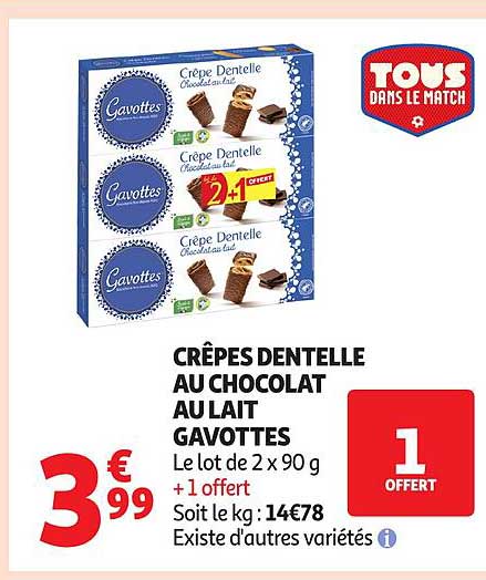 CRÊPES DENTELLE AU CHOCOLAT AU LAIT GAVOTTES