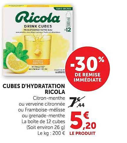 CUBES D'HYDRATATION RICOLA