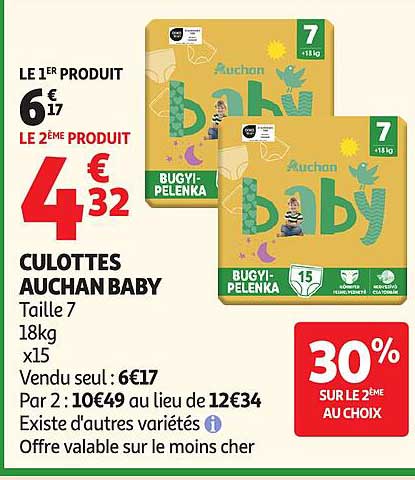 CULOTTES AUCHAN BABY