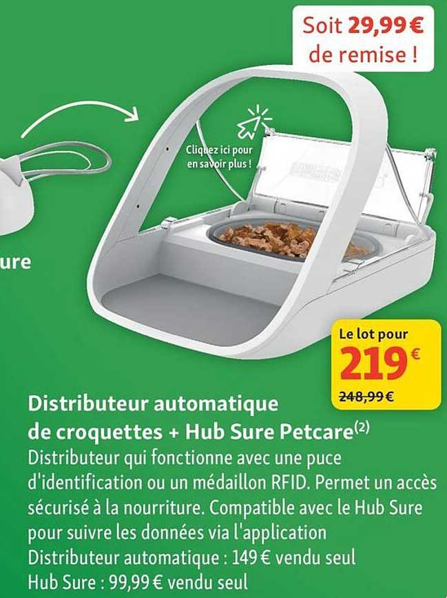 Distributeur automatique de croquettes + Hub Sure Petcare