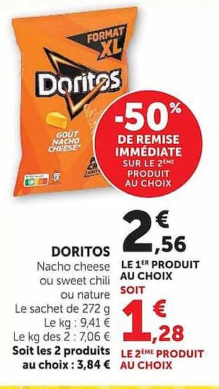 DORITOS Nacho cheese ou sweet chili ou nature