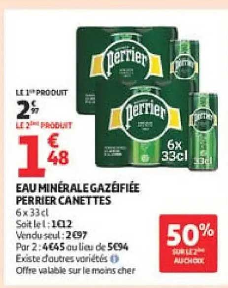 EAU MINERALE GAZEIFIEE PERRIER CANETTES 6 x 33 cl