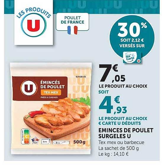 EMINCÉS DE POULET SURGELÉS U