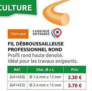 FIL DÉBROUSSAILLEUSE PROFESSIONNEL ROND