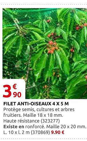FILET ANTI-OISEAUX 4 X 5 M