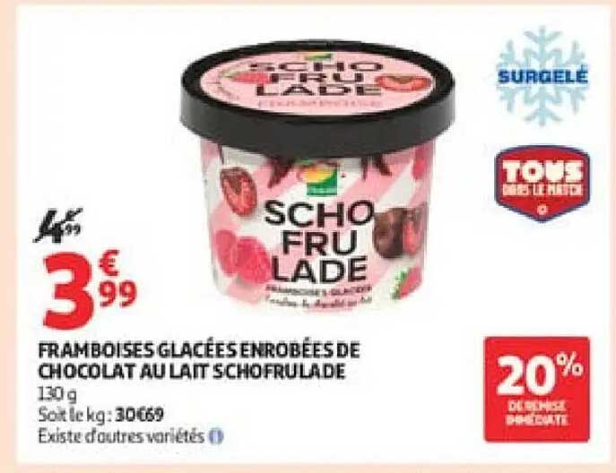 FRAMBOISES GLACÉES ENROBÉES DE CHOCOLAT AU LAIT SCHOFRULADE