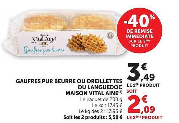 GAUFRES PUR BEURRE OU OREILLETTES DU LANGUEDOC MAISON VITAL AINÉ