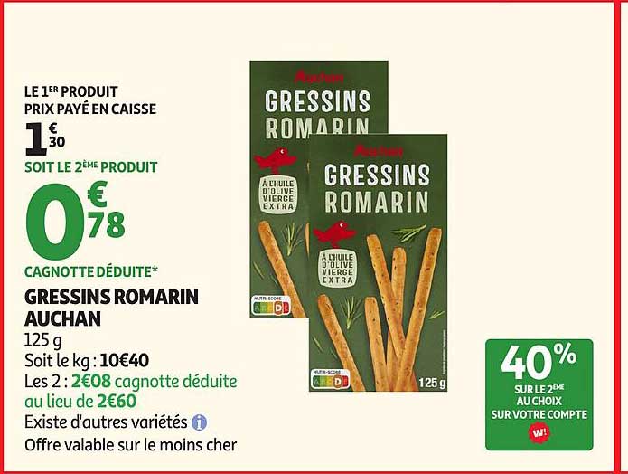 GRESSINS ROMARIN AUCHAN