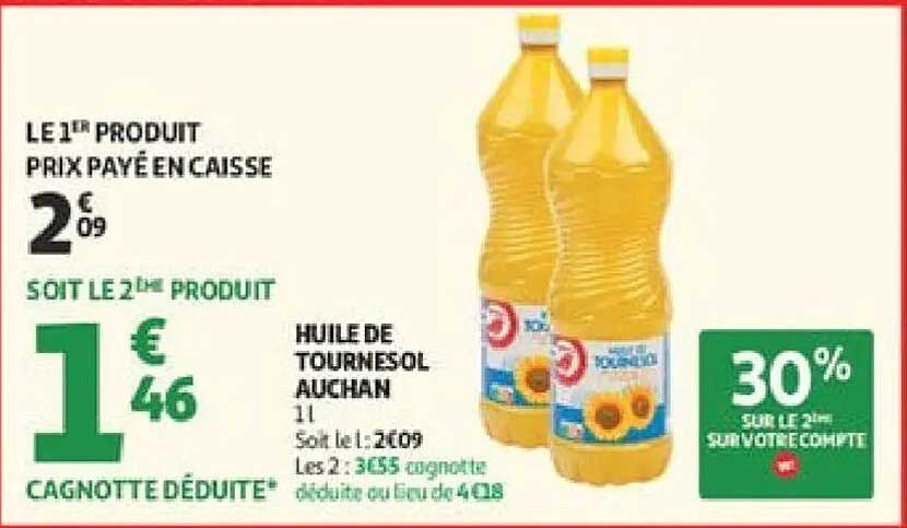 HUILE DE TOURNESOL AUCHAN 1 l