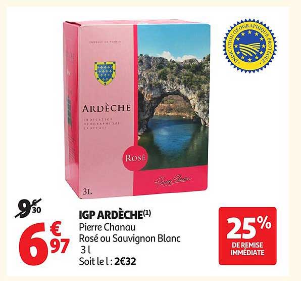 IGP ARDÈCHE Pierre Chandu Rosé ou Sauvignon Blanc 3 l