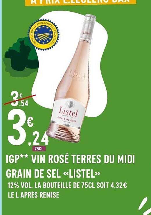 IGP** VIN ROSÉ TERRES DU MIDI GRAIN DE SEL «LISTEL»