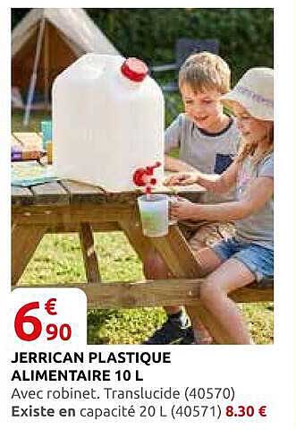 JERRICAN PLASTIQUE ALIMENTAIRE 10 L