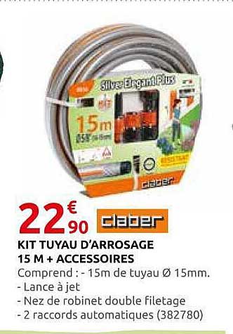 KIT TUYAU D’ARROSAGE 15 M + ACCESSOIRES
