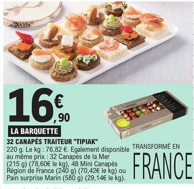 LA BARQUETTE 32 CANAPÉS TRAITEUR "TIPIAK"