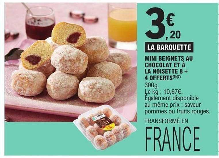 LA BARQUETTE MINI BEIGNETS AU CHOCOLAT ET À LA NOISETTE 8 + 4 OFFERTS
