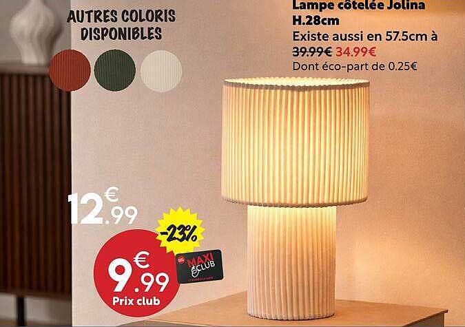 Lampe côtelée Jolina H.28cm