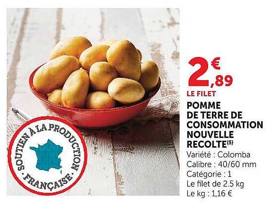 LE FILET POMME DE TERRE DE CONSOMMATION NOUVELLE RECOLTE
