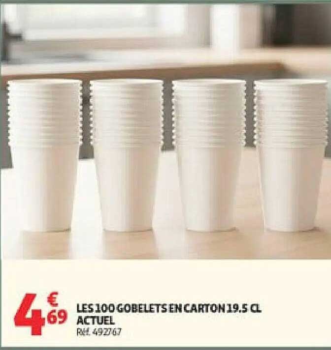 LES 100 GOBELETS EN CARTON 19.5 CL ACTUEL