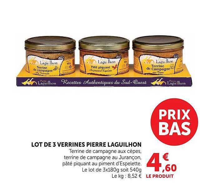LOT DE 3 VERRINES PIERRE LAGUILHON