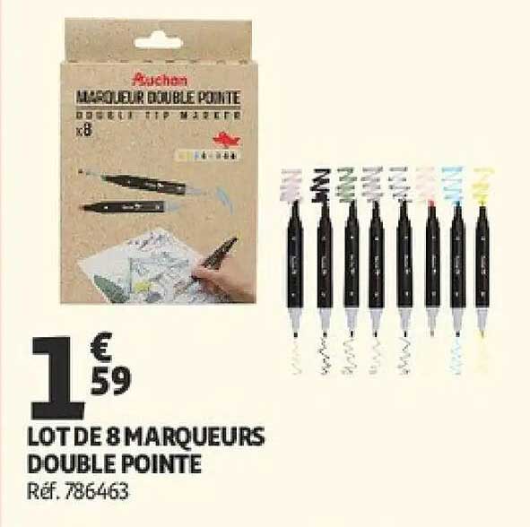 LOT DE 8 MARQUEURS DOUBLE POINTE