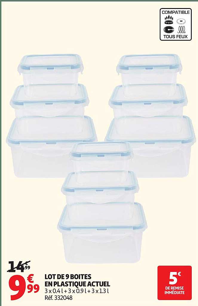 LOT DE 9 BOITES EN PLASTIQUE ACTUEL