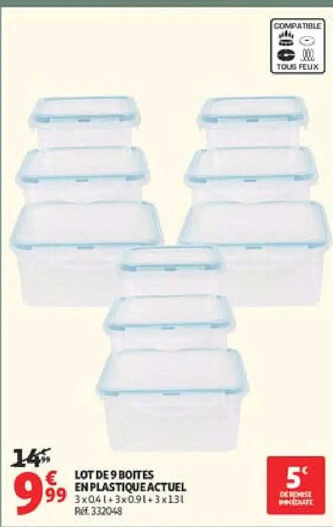 LOT DE 9 BOITES EN PLASTIQUE ACTUEL