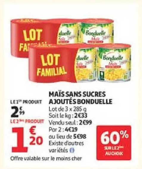 MAÏS SANS SUCRES AJOUTÉS BONDUELLE