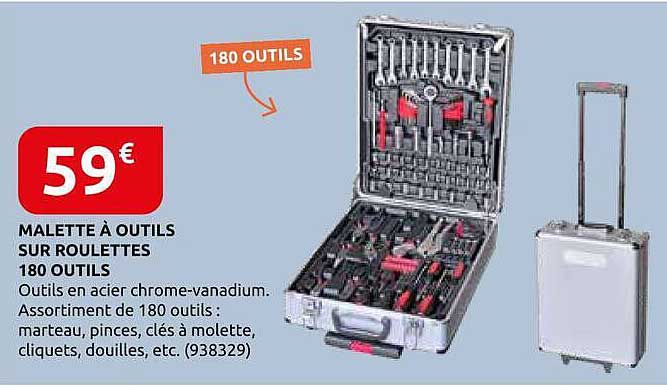 MALETTE À OUTILS SUR ROULETTES 180 OUTILS