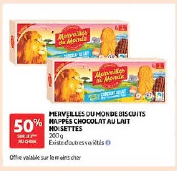 MERVEILLES DU MONDE BISCUITS NAPPÉS CHOCOLAT AU LAIT NOISETTES