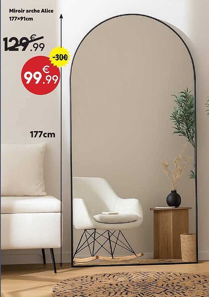 Miroir arche Alice 177x91cm