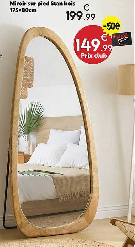 Miroir sur pied Stan bois 175*80cm
