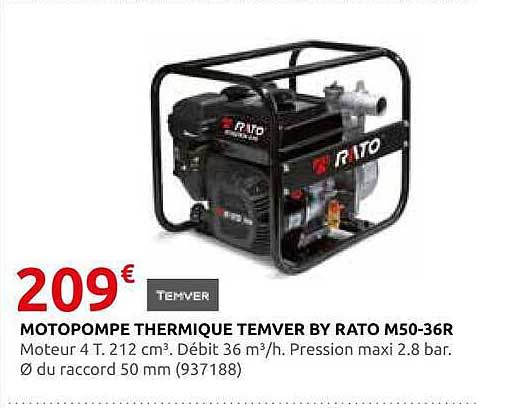 MOTOPOMPE THERMIQUE TEMVER BY RATO M50-36R