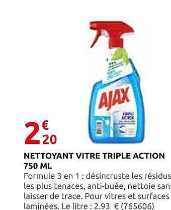 NETTOYANT VITRE TRIPLE ACTION 750 ML