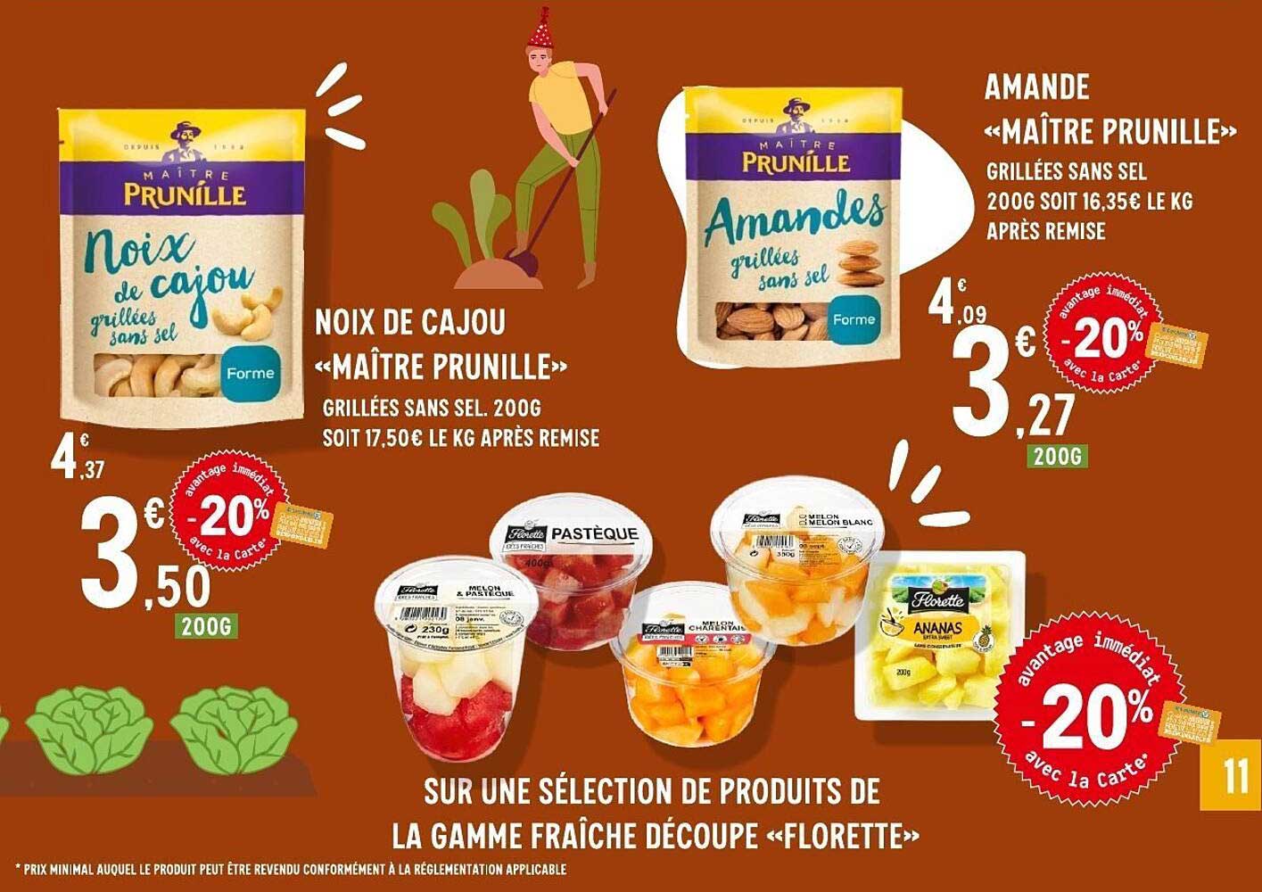 Noix de cajou «MAÎTRE PRUNILLE» grillées sans sel. 200g soit 17,50€ le kg après remise