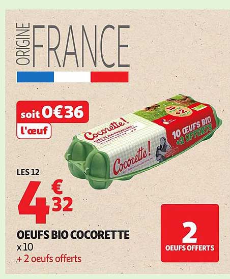 OEUFS BIO COCORETTE x10 + 2 oeufs offerts