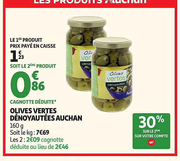 OLIVES VERTES DÉNOYAUTÉES AUCHAN