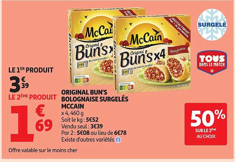ORIGINAL BUNS BOLOGNAISE SURGELÉS MCCAIN