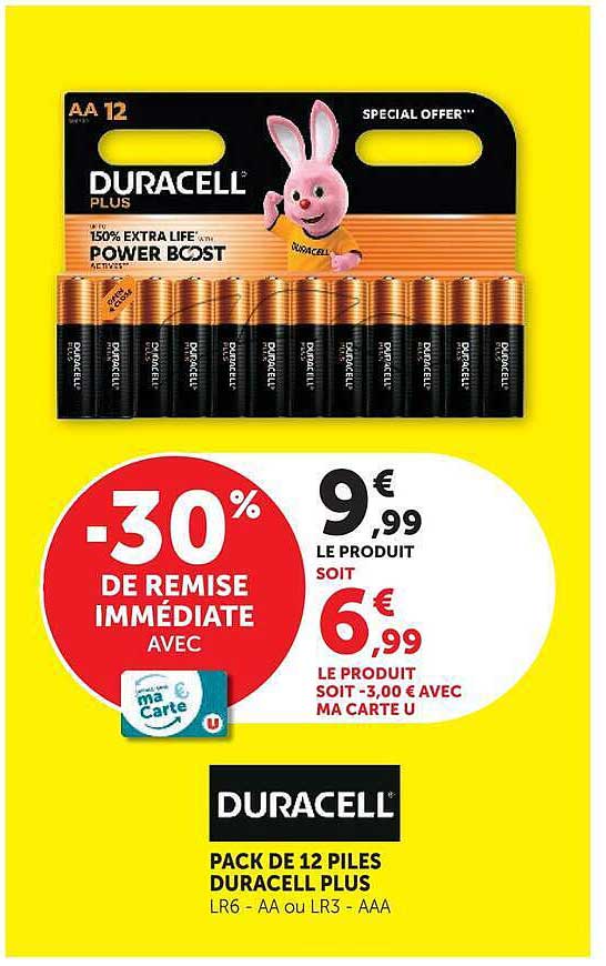 PACK DE 12 PILES DURACELL PLUS LR6 - AA ou LR3 - AAA