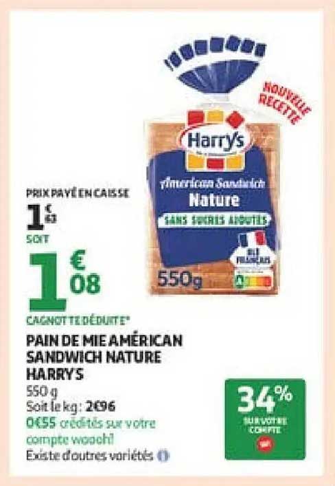 PAIN DE MIE AMÉRICAN SANDWICH NATURE HARRY'S