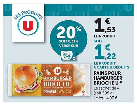PAINS POUR HAMBURGER BRIOCHE U