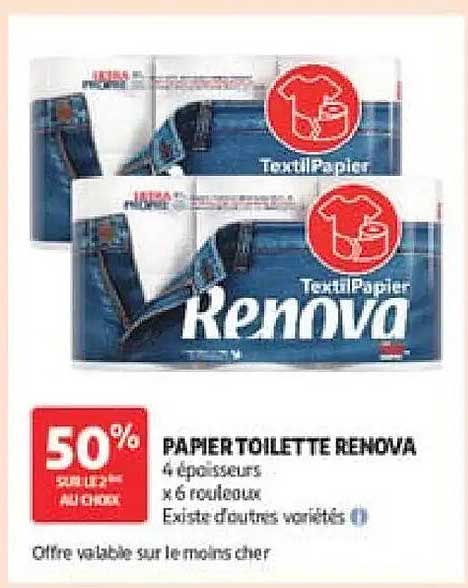 PAPIER TOILETTE RENOVA 4 épaisseurs x 6 rouleaux