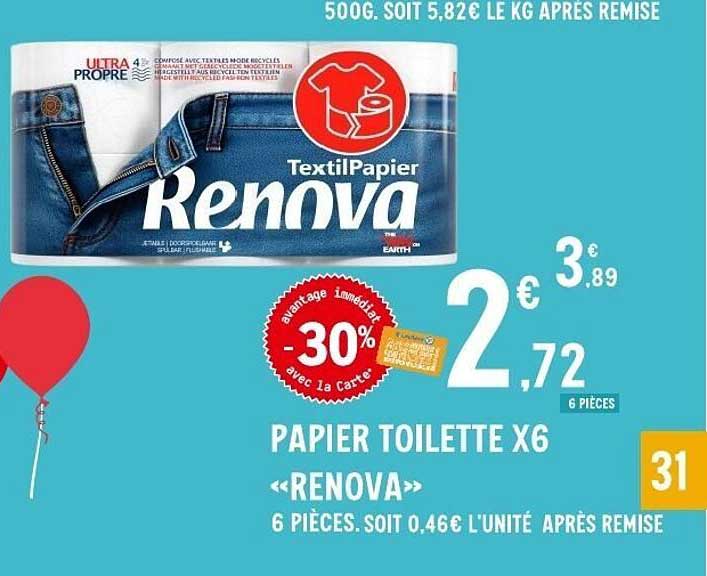 PAPIER TOILETTE X6 «RENOVA»