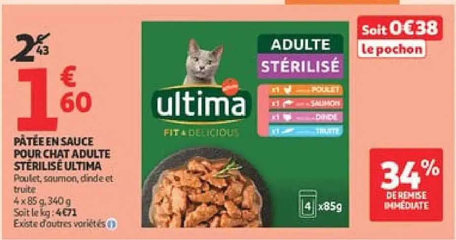 PÂTÉE EN SAUCE POUR CHAT ADULTE STÉRILISÉ ULTIMA