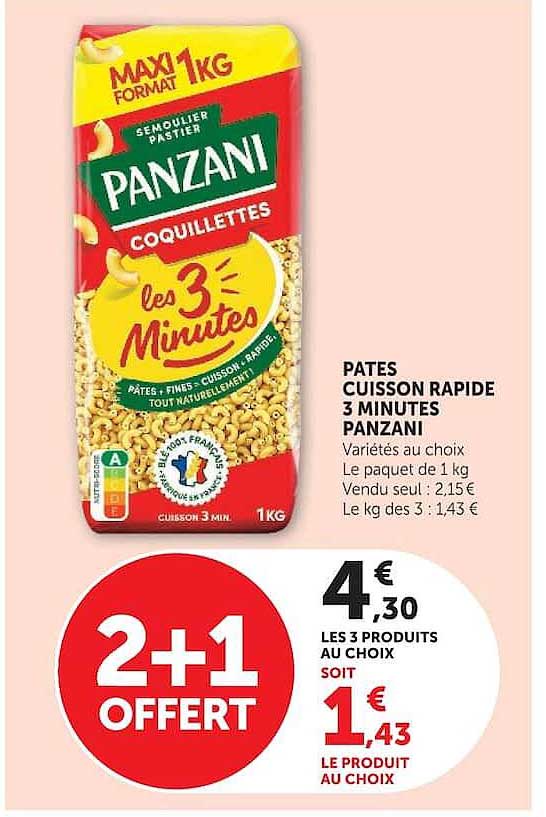 PÂTES CUISSON RAPIDE 3 MINUTES PANZANI